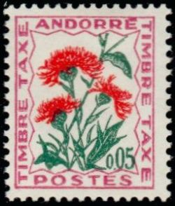 timbre Andorre Taxe 46 légende : Fleurs des Champs
