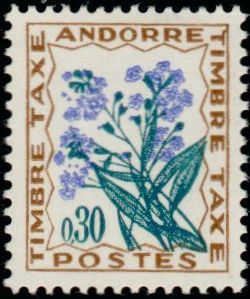 timbre Andorre Taxe 50 légende : Fleurs des Champs