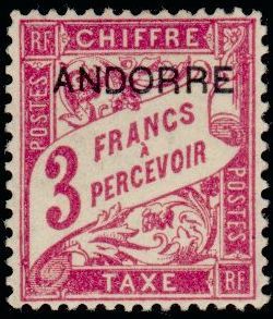 timbre Andorre Taxe 8 légende : Timbre taxe de France avec surchage ''ANDORRE''