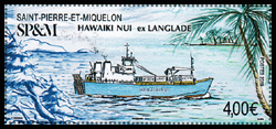 timbre de Saint-Pierre et Miquelon x légende : Bateau Hawaiki Nui (ex Langlade)
