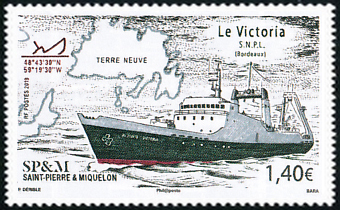 timbre de Saint-Pierre et Miquelon N° 1216 légende : Les chalutiers - Le Victoria -