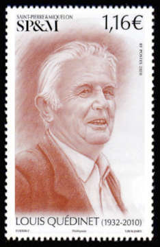 timbre de Saint-Pierre et Miquelon x légende : Louis Quédinet  1932-2010