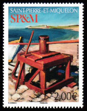 timbre de Saint-Pierre et Miquelon x légende : Le cabestan