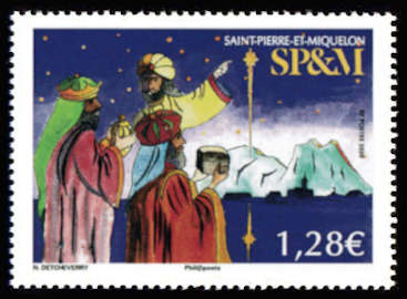 timbre de Saint-Pierre et Miquelon x légende : Etoile de Noël
