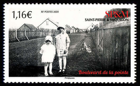 timbre de Saint-Pierre et Miquelon x légende : Scènes de vie