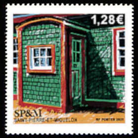 timbre de Saint-Pierre et Miquelon x légende : L'ensemble Morel dans l'ile aux marins