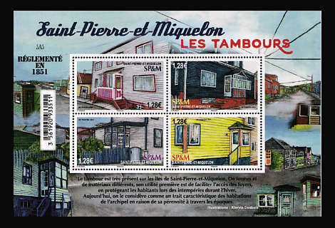 timbre de Saint-Pierre et Miquelon x légende : Les Tambours