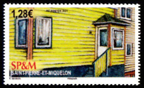 timbre de Saint-Pierre et Miquelon x légende : Les Tambours