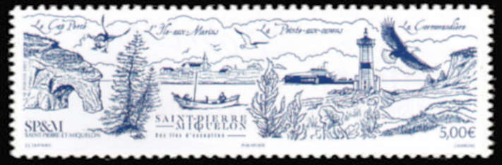 timbre de Saint-Pierre et Miquelon x légende : Des iles d'exception