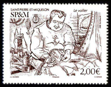 timbre de Saint-Pierre et Miquelon x légende : Le voilier