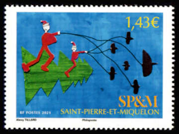 timbre de Saint-Pierre et Miquelon x légende : Noël (concours de dessins)