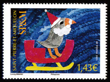 timbre de Saint-Pierre et Miquelon x légende : Noël (concours de dessins)