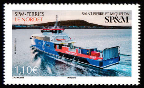 timbre de Saint-Pierre et Miquelon x légende : SPM-FERRIES  le Nordet