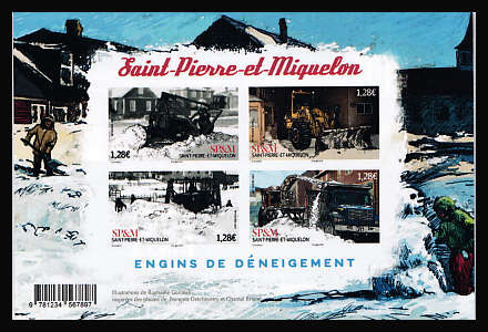 timbre de Saint-Pierre et Miquelon x légende : Engins de déneigement