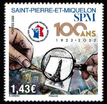 timbre de Saint-Pierre et Miquelon x légende : FFAP 100 ans