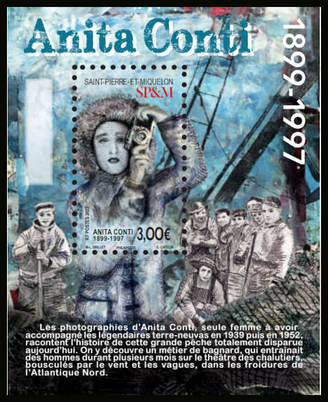 timbre de Saint-Pierre et Miquelon x légende : Anita Conti 1899-1997