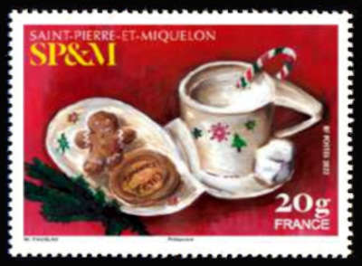 timbre de Saint-Pierre et Miquelon x légende : Timbre de noël