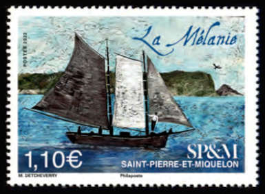 timbre de Saint-Pierre et Miquelon x légende : La Mélanie