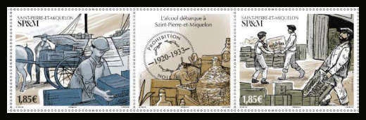 timbre de Saint-Pierre et Miquelon x légende : Arrivages et entrepôts