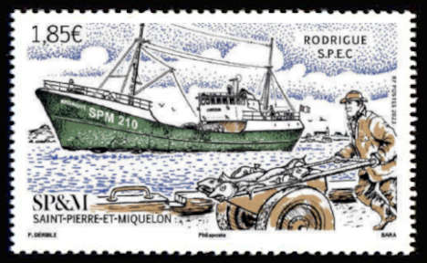 timbre de Saint-Pierre et Miquelon x légende : Le Rodrigue