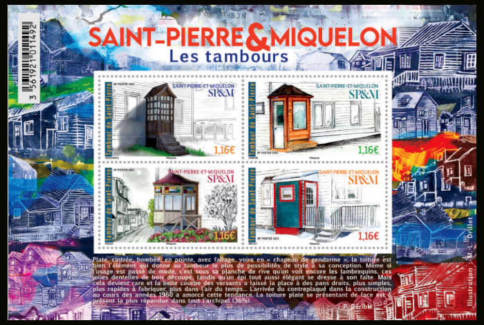 timbre de Saint-Pierre et Miquelon x légende : Les Tambours
