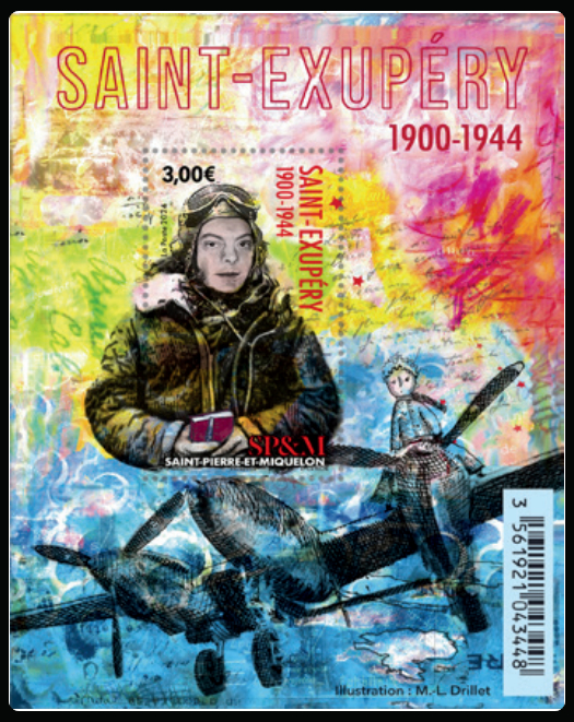 timbre de Saint-Pierre et Miquelon x légende : Saint Exupéry