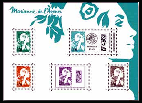 timbre de Saint-Pierre et Miquelon x légende : Bloc Marianne