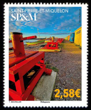timbre de Saint-Pierre et Miquelon x légende : L'ile Saint-Pierre