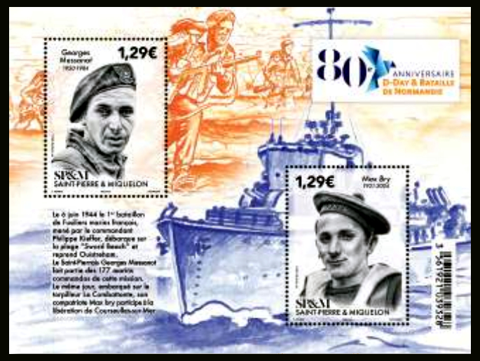 timbre de Saint-Pierre et Miquelon x légende : 80ème anniversaire D-Day