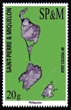 timbre de Saint-Pierre et Miquelon x légende : Carte de Saint-Pierre, série courante