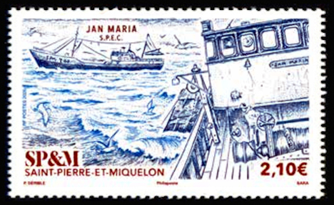 timbre de Saint-Pierre et Miquelon x légende : JAN MARIA