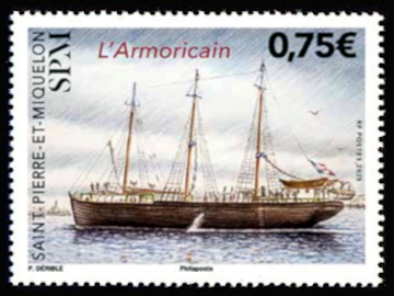 timbre de Saint-Pierre et Miquelon x légende : L’ARMORICAIN