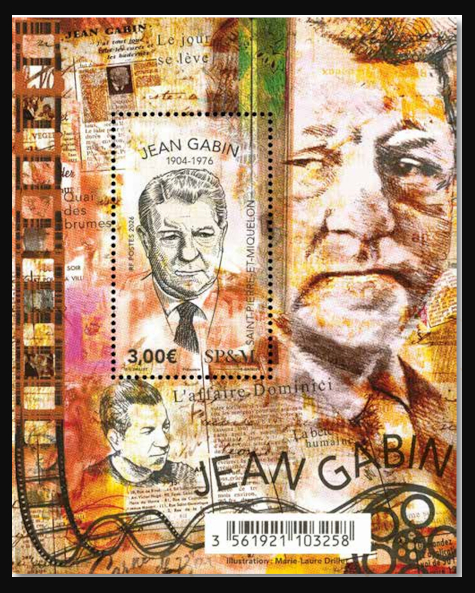 timbre de Saint-Pierre et Miquelon x légende : Jean Gabin