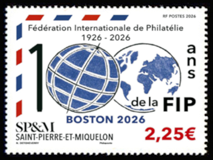 timbre de Saint-Pierre et Miquelon x légende : 100 ans de la FIP