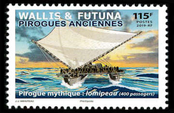 timbre de Wallis et Futuna x légende : Pirogues mythique