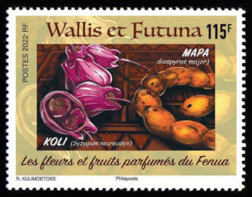 timbre de Wallis et Futuna x légende : Les fleurs et fruits parfumés du Fenua