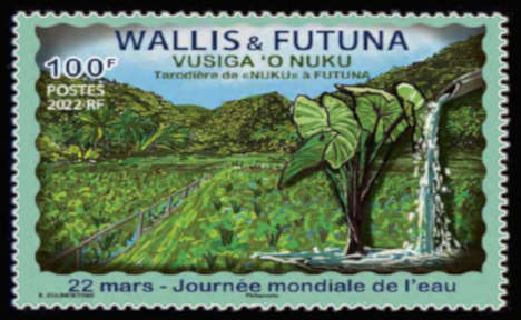 timbre de Wallis et Futuna x légende : La Tarodière de Nuku