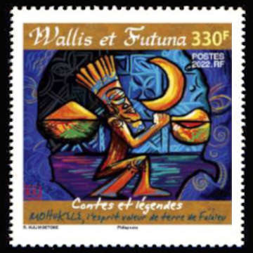 timbre de Wallis et Futuna x légende : Contes et légendes <br>Mohukele, l'esprit voleur de terre de Falaleu