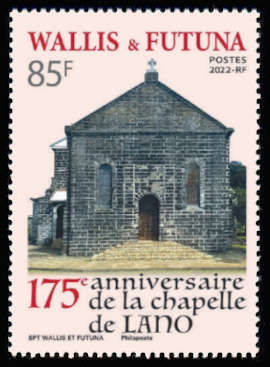 timbre de Wallis et Futuna x légende : 175e anniversaire de la chapelle de Lano