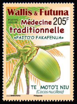 timbre de Wallis et Futuna x légende : Médecine traditionnelle - TE MOTO’I NIU