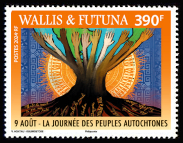 timbre de Wallis et Futuna x légende : Journée mondiale des peuples autochtones