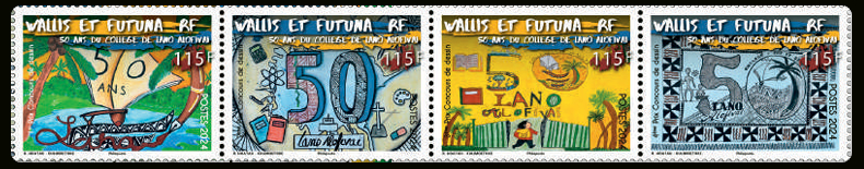 timbre de Wallis et Futuna x légende : 50 ans du collège Lano Alofivai