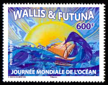 timbre de Wallis et Futuna x légende : Journée mondiale de l'océan