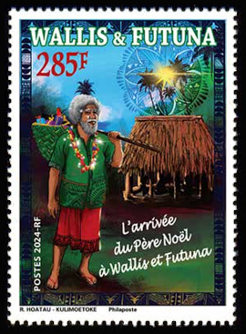 timbre de Wallis et Futuna x légende : Arrivée du Père noël