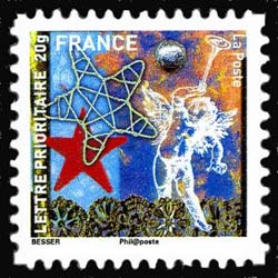 timbre N° 493, Meilleurs Vœux - Ange musicien