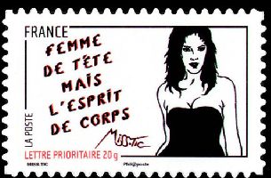 timbre N° 540, Journée de la femme 2011, illustrée par des dessins de Miss Tic
