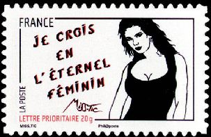 timbre N° 543, Journée de la femme 2011, illustrée par des dessins de Miss Tic