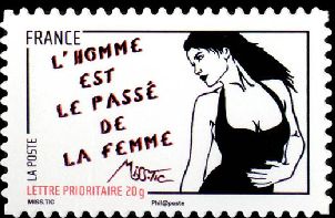timbre N° 544, Journée de la femme 2011, illustrée par des dessins de Miss Tic