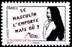  Journée de la femme 2011, illustrée par des dessins de Miss Tic <br>Le masculin l'emporte mais où ?