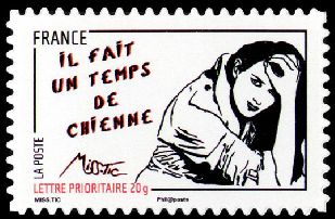 timbre N° 548, Journée de la femme 2011, illustrée par des dessins de Miss Tic